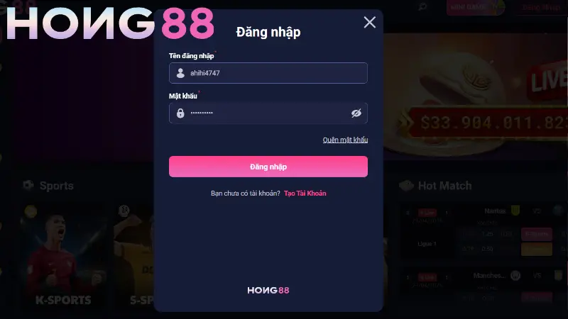 Hướng dẫn chi tiết cách đăng nhập Hong88